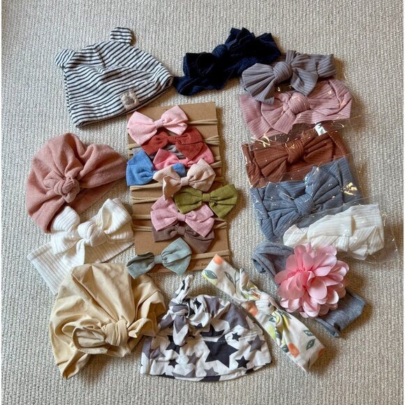 Baby Girl Headbands Bows Hats Assorted Lot - Picture 1 of 4